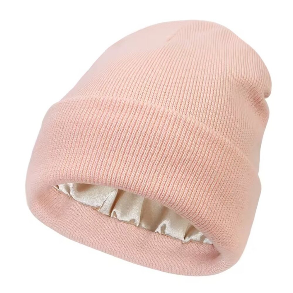 Satin Lined Anti Static Beanie Unisex Winter No Static Knitted Hat Ski Cap Cozy